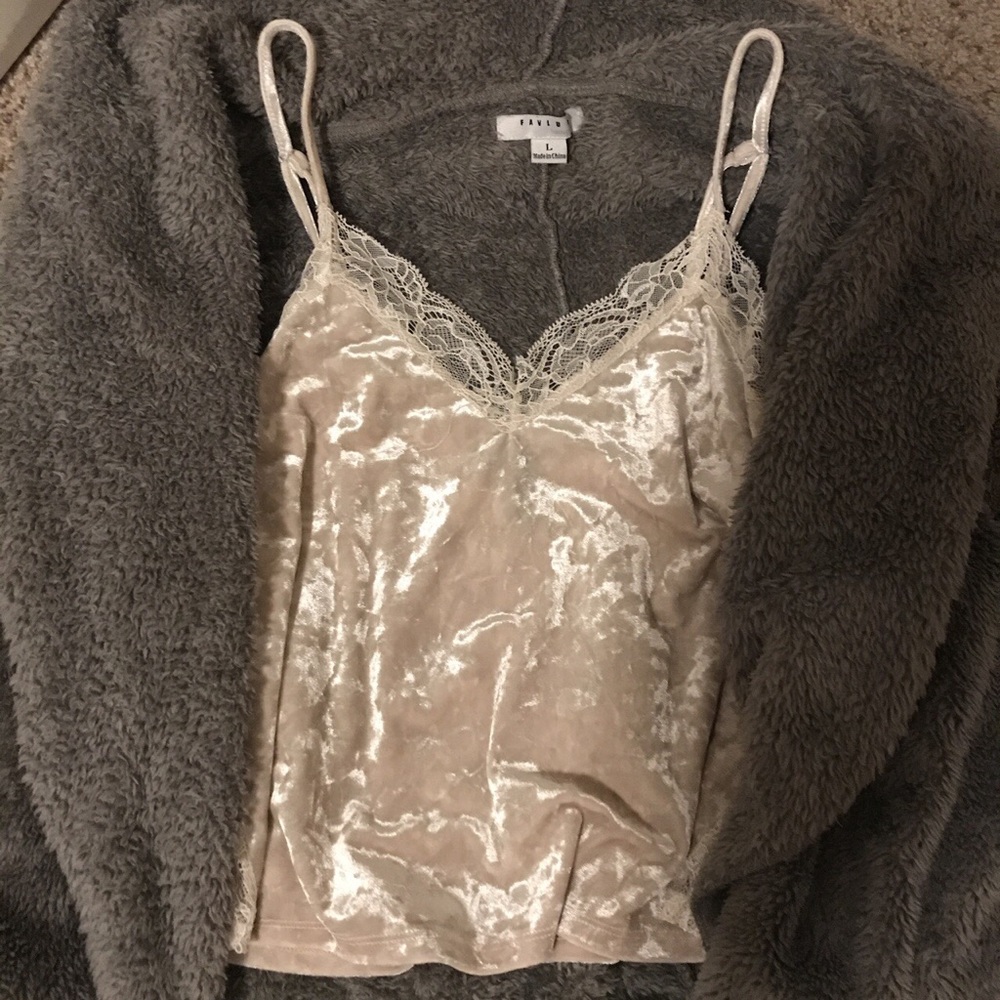 Nude velvet tank top
